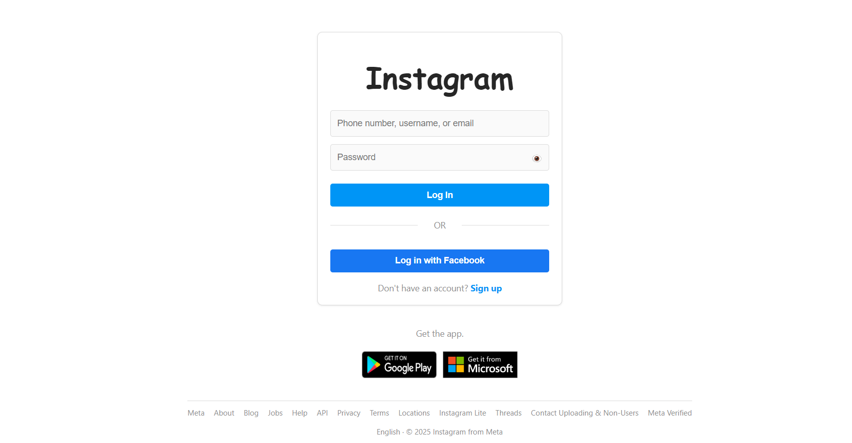 Instagram Login page Clone